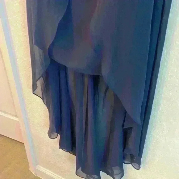 David’s Bridal High Low Navy Blue Strapless Dress Size 4 - Picture 4 of 7